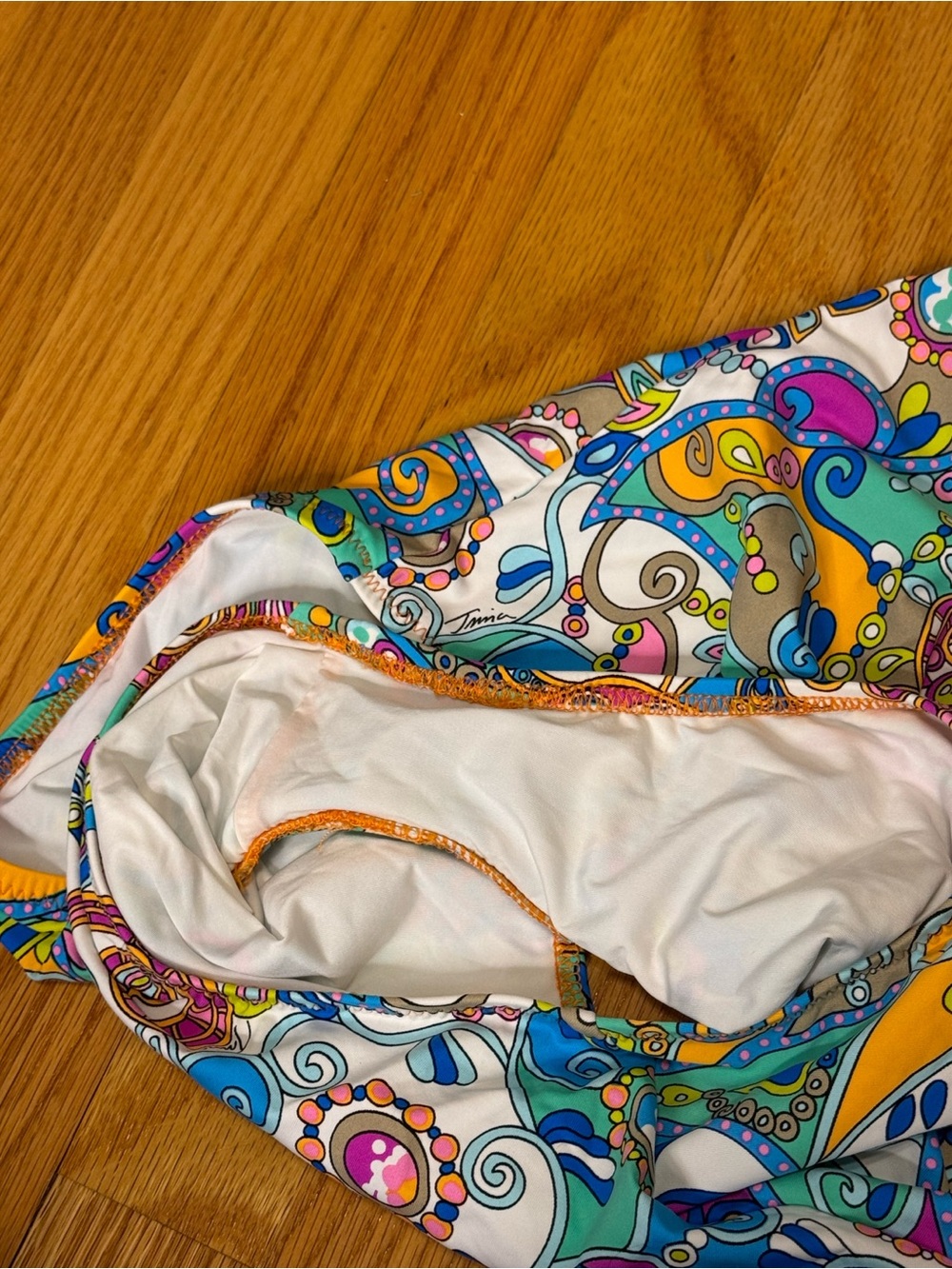 Trina Turk Multicolor Paisley Plunge One-Piece Swimsuit - Picture 7 of 8